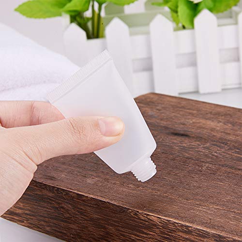 BENECREAT 30 Pack 15 ml Mini Botella Invertida Tubo Suave Cosmético Transparente Tubo de Empaquetado de Crema Champú Loción Tapa de Tirón, Blanco
