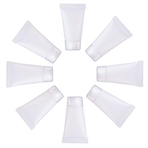 BENECREAT 30 Pack 15 ml Mini Botella Invertida Tubo Suave Cosmético Transparente Tubo de Empaquetado de Crema Champú Loción Tapa de Tirón, Blanco
