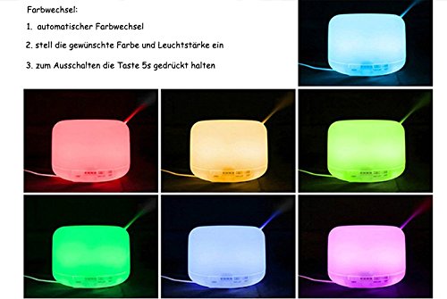 Benice 300ml Humidificador Ultrasónico Aromaterapia, Difusor de Aceites Esenciales de Vapor Frío, 7-Color LED y 4 Ajustes de Tiempo, Para Hogar, Oficina, Dormitorio y Baño, etc.