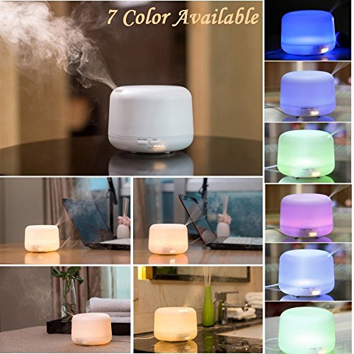 Benice 300ml Humidificador Ultrasónico Aromaterapia, Difusor de Aceites Esenciales de Vapor Frío, 7-Color LED y 4 Ajustes de Tiempo, Para Hogar, Oficina, Dormitorio y Baño, etc.