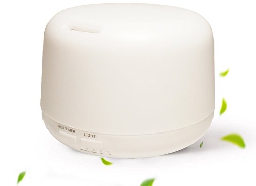 Benice 300ml Humidificador Ultrasónico Aromaterapia, Difusor de Aceites Esenciales de Vapor Frío, 7-Color LED y 4 Ajustes de Tiempo, Para Hogar, Oficina, Dormitorio y Baño, etc.