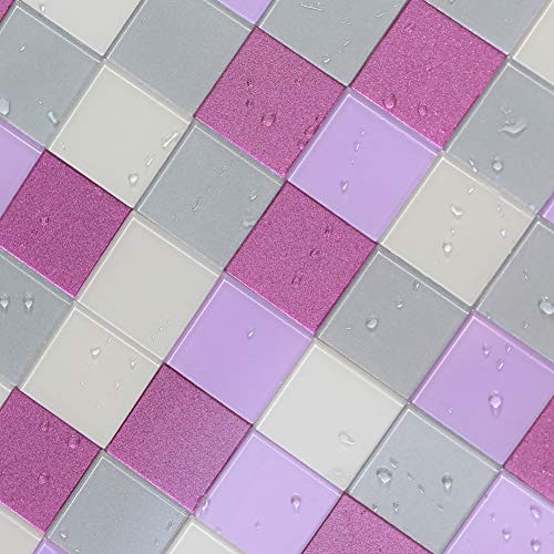 BeNice - Adhesivo para azulejos de mosaico para cocina, Bthroom y bricolaje (5 hojas, mezcla morada)