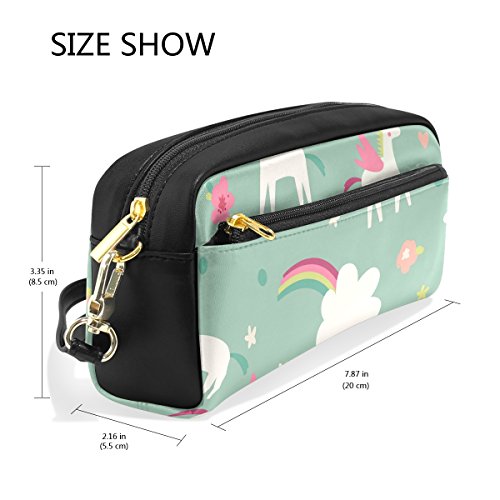 bennigiry Seamless Vector Patrón Con Cute Magic unicornios estuche, diseño de gran capacidad para los niños estudiantes lápiz bolsa bolsa bolsa para viajes escuela pequeña bolsa de cosméticos