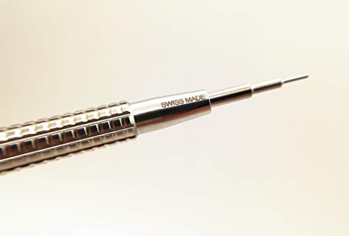 Bergeon 7767-F - Herramienta para barra de resorte de reloj, mango largo de acero inoxidable con tornillo reemplazable en extremo de herramienta fina