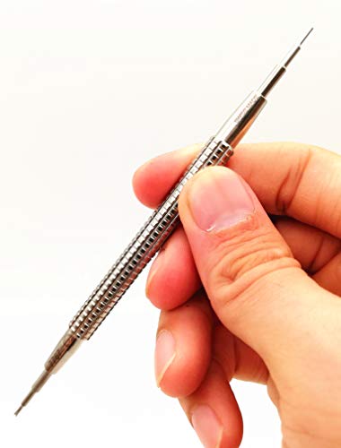 Bergeon 7767-F - Herramienta para barra de resorte de reloj, mango largo de acero inoxidable con tornillo reemplazable en extremo de herramienta fina