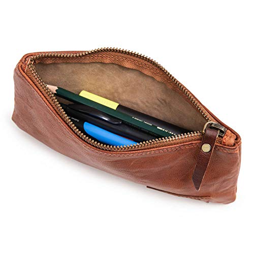 Berliner Bags Bolígrafo de cuero Estuche para lápices Monedero pequeño Hombre Mujer Marrón Vintage