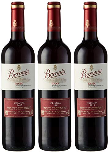 Beronia Crianza Vino Tinto - 3 botellas x 750 ml - Total: 2250ml