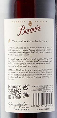 Beronia Crianza Vino Tinto - 3 botellas x 750 ml - Total: 2250ml