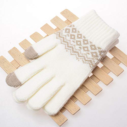 Berrd Guantes de Invierno con Pantalla táctil Guantes de Punto elásticos cálidos para Hombres Pelo de imitación Terciopelo de Dedo Completo Crochet de Engrosamiento Femenino 14C