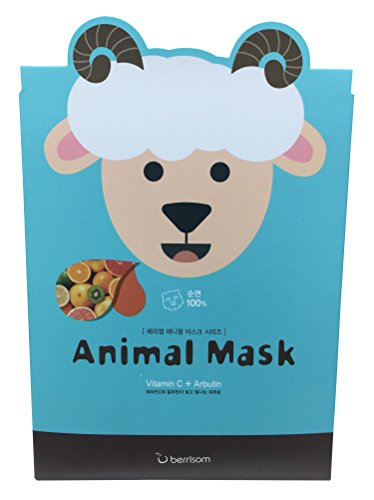 Berrisom - Serie máscaras animales, 10 hojas de oveja para el cuidado facial de la piel, cosmética coreana