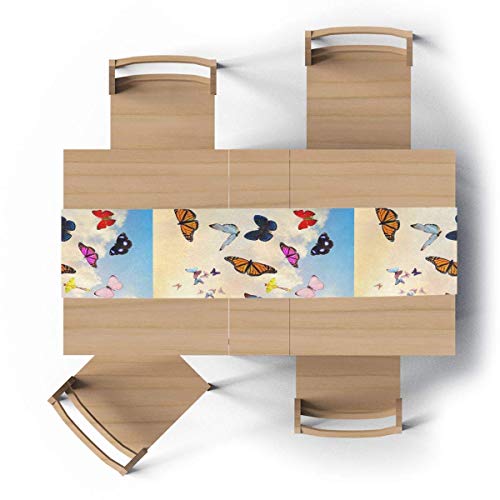 Beryl Shop Butterfly Sky Collage Photoshop Table Runner Dresser Cover Runner Decoraciones de Boda Banquete Decoración para el hogar 13 '' x90 '' Personalizado