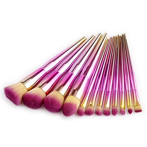 BERYLSHOP Herramientas Maquillaje Kit de artículos de tocador Cepillo cosmético de nylon Cepillo de ojos 12 en 1 (Color : Rosado)
