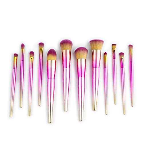 BERYLSHOP Herramientas Maquillaje Kit de artículos de tocador Cepillo cosmético de nylon Cepillo de ojos 12 en 1 (Color : Rosado)
