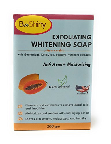 BeShiny - Jabón brillante para la piel con vitaminas de papaya Kojic acido glutatión, antiacné, antienvejecimiento, 200 g para iluminar manchas oscuras, evitar espinillas y eliminar puntos negros