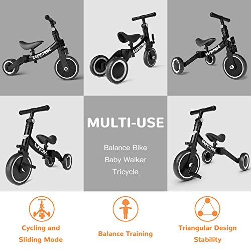 besrey Triciclos para Niños 5 en 1 Triciclos Bebes Triciclos evolutivos Bicicleta Bebe Triciclo Bicicleta para Niño y Niña de 1 a 3 años(Negro)