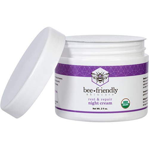 Best Night Cream 100% All Natural & 80% Organic Night Cream By BeeFriendly, Anti Wrinkle, Anti Aging, Deep Hydrating & Moisturizing Night Time Eye, Face, Neck & Decollete Cream for Men and Women by Bee Friendly Skincare
