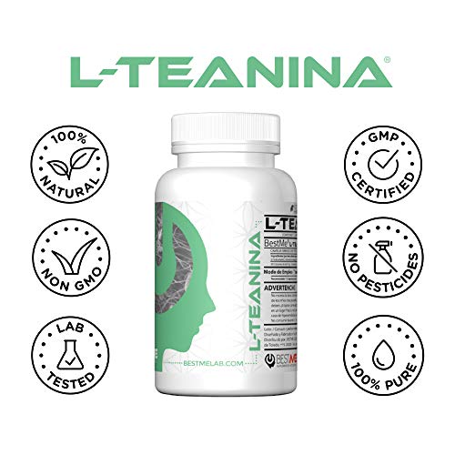 Bestme L-teanina 200mg. Alivio de la Ansiedad y Estrés ‍. Mejora el Enfoque y Concentración Efectos Nootrópicos Calmantes. 100% Natural (camellia Sinensis ::: Planta Del Té) 60 Cápsulas