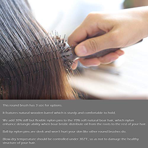 BESTOOL Cepillo de pelo con cerdas de jabalí y nailon para peinar, secar, rizar, agregar volumen y brillo (2.8 Inch)