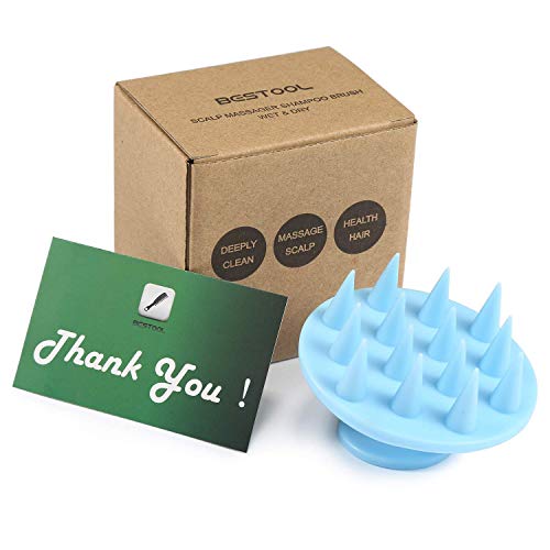 BESTOOL Cepillo para champú con masajeador de cuero cabelludo y cerda de silicona suave, exfoliante para depurador de cuero cabelludo para hombres y mujeres (Azul)