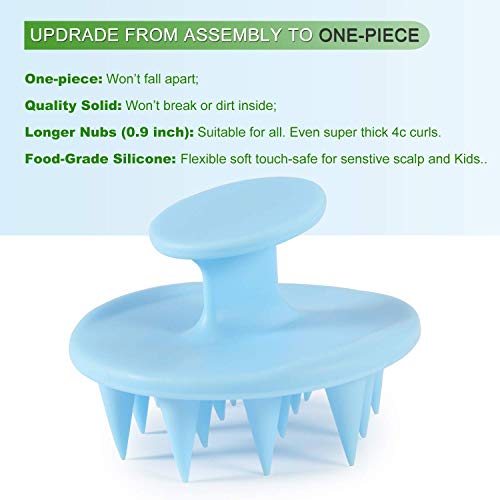 BESTOOL Cepillo para champú con masajeador de cuero cabelludo y cerda de silicona suave, exfoliante para depurador de cuero cabelludo para hombres y mujeres (Azul)