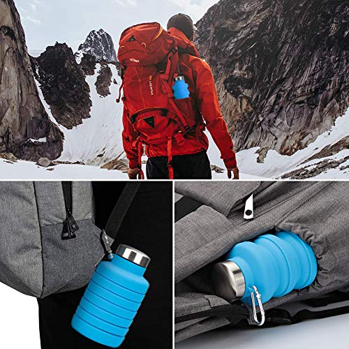 BETOY 550ML Botella de Agua Plegable – Botella de Agua Deporte,Reutilizables a Prueba de Fugas Botellas Potable con Filtro para niños, Colegio, Sport, Gimnasio, Trekking, Bicicleta