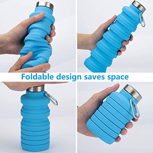 BETOY 550ML Botella de Agua Plegable – Botella de Agua Deporte,Reutilizables a Prueba de Fugas Botellas Potable con Filtro para niños, Colegio, Sport, Gimnasio, Trekking, Bicicleta