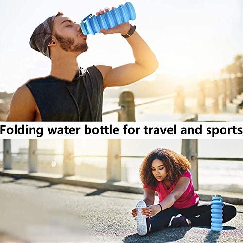 BETOY 550ML Botella de Agua Plegable – Botella de Agua Deporte,Reutilizables a Prueba de Fugas Botellas Potable con Filtro para niños, Colegio, Sport, Gimnasio, Trekking, Bicicleta