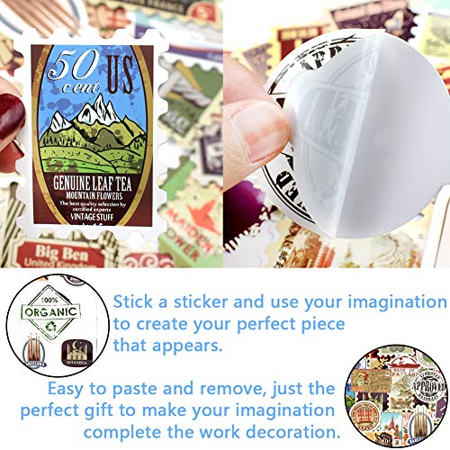 BETOY Etiquetas de Viaje Vintage Pegatinas de Equipaje 50 Pcs Sticker Pack Arquitectura Retro para Equipaje Macbook Motocicleta Bicicleta Escritorio de Pared - (Color)