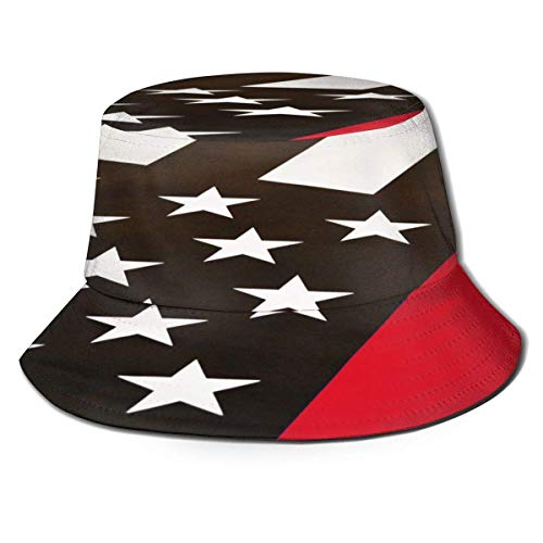 Beyond Loser Sombrero de Pescador Bandera de Estados Unidos Negro Algodón Plegable Bucket Hat para Excursionismo Cámping De Viaje Pescar