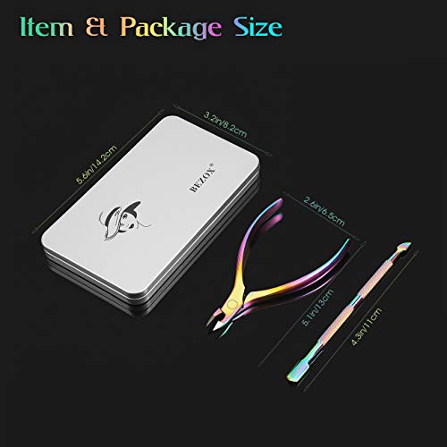 BEZOX Juego de cortaúñas para cutículas con juego de empujador de cutículas - Alicate para cutículas precisas y kit debajo del limpiador de uñas para uso doméstico o de salón