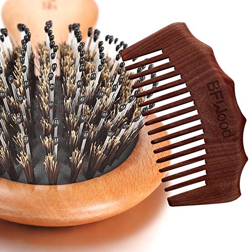 BFWood Cepillo de Pelo con Cerdas de Jabalí y Peine para Cabello Normal a Mediano