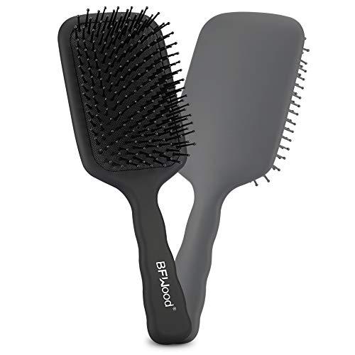 BFWood Cepillo de pelo con paleta desenredante grande, ideal para cabello húmedo o seco, para mujeres, hombres y niños, No más pelo enredado(negro mate)