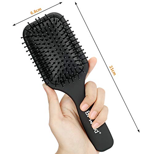 BFWood Cepillo de pelo con paleta desenredante mediana, ideal para cabello húmedo o seco, para mujeres, hombres y niños, No más pelo enredado(negro mate)
