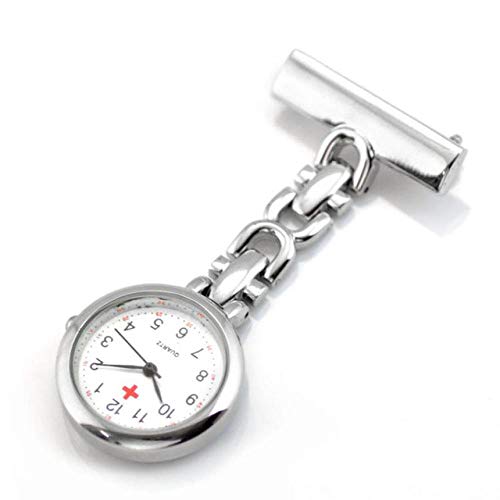 B/H Relojes Bolsillo Médico,Reloj de Broche de Cuarzo con Clip, Reloj Colgante de Enfermera para Mujer,   Reloj de Bolsillo médico de Acero Completo Reloj-9,Reloj de Bolsillo para Enfermera