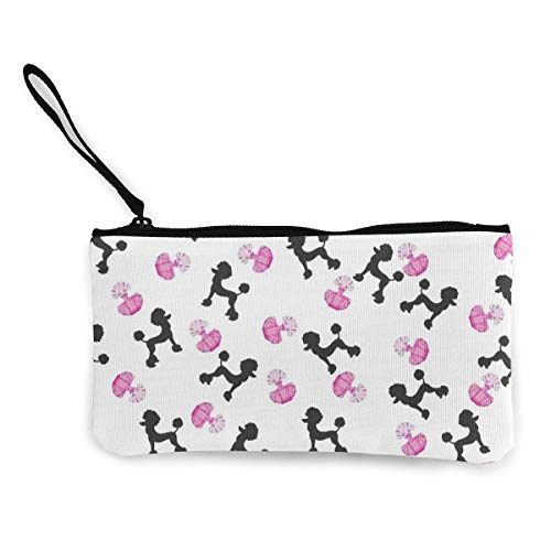 BHGYT Botella de Perfume Rosa Femenina y Monedero Poodlecanvas, Bolsa de Maquillaje, Bolsa para teléfono móvil con asa, Monedero Unisex con Billetera y Billetera, 4.7 'X 8.7'