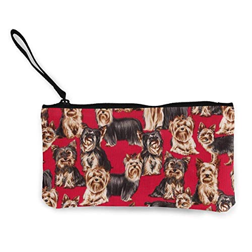 BHGYT Yorkshire Terrier Rojo y Dorado Personalidad de Mujer y niña Moda Retro Pequeño Mini Cuadrado Monedero con Cremallera Monedero Regalos Monedero Monedero Bolso pequeño Maquillaje con Correa par