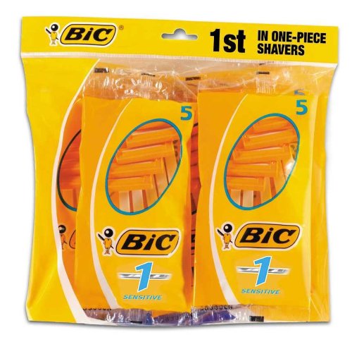BiC 1 Sensitive - Cuchillas de afeitar desechables para hombre (8 paquetes de 5 unidades)