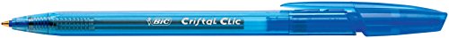 BIC Cristal Clic bolígrafos Retráctiles punta media (1,0 mm) - Azul, Caja de 20 unidades
