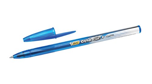 BIC Cristal Gel+ - Caja de 20 unidades, bolígrafos punta media (0,7 mm), color azul