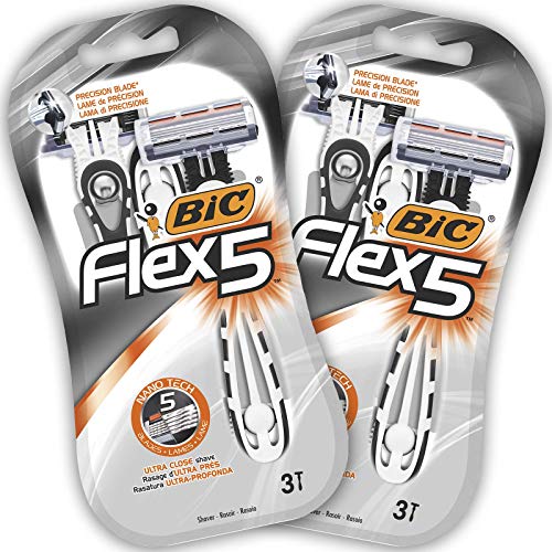 BIC Flex5 Maquinillas Desechables para Hombre - Paquete de 2 Packs de 3