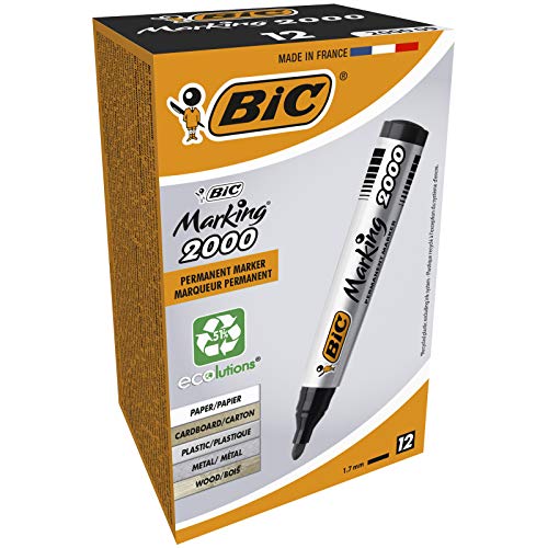 BIC Marking 2000 ECOlutions marcadores permanentes punta media - Negro, Caja de 12 unidades