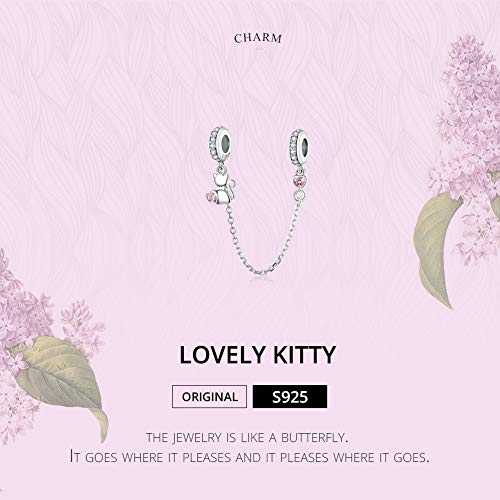 Bijoux - Cadena de seguridad con forma de corazón para mascotas y gatos, de plata de ley 925, para pulsera y pulsera
