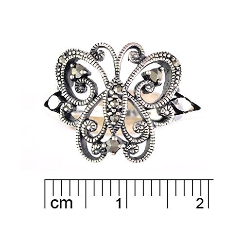Bijoux pour tous 214R4856-01/925S - Anillo de plata de ley con marcasita, talla 20,5 (19,26 mm)