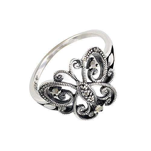 Bijoux pour tous 214R4856-01/925S - Anillo de plata de ley con marcasita, talla 20,5 (19,26 mm)