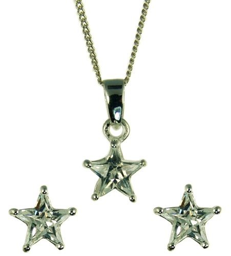 Bijoux pour tous - S - PE003STAR - Pendientes de mujer de plata con circonitas