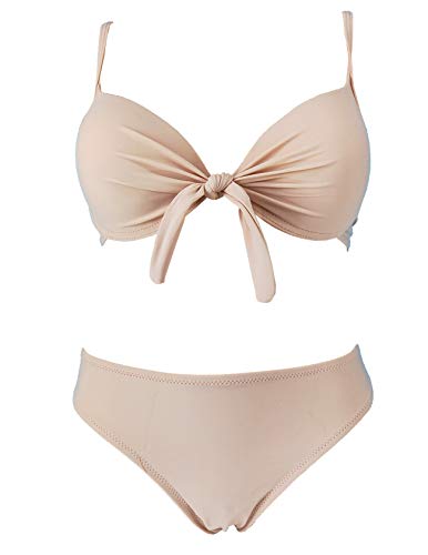 Bikini Bohemio para Mujer Conjunto de Dos Piezas Traje de baño Glitter Rhinestone Triángulo Traje de baño Flor Impreso XXS-L Traje de baño Diseño Italiano (2659-Pink, L)