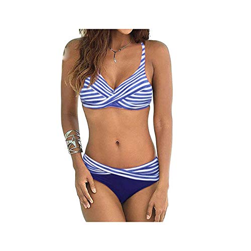 Bikini Push Up Women Swimsuit Set Halter Cross Bathing Suit Solid Plus Size Two Piece Maillot de Bain Brazilian Femme XXXL Sky Blue M