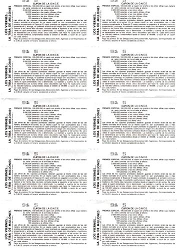 BILLETE PLIEGO HOJA DE 10 CUPONES DE LA ONCE ORGANIZACIÓN NACIONAL DE CIEGOS ESPAÑA SPAIN TRADICIONES POPULARES FERIA DE ABRIL SEVILLA ANDALUCÍA. CUPÓN CIEGO SUERTE IDEAL COLECCIÓN. LOTERÍA LOTTERY