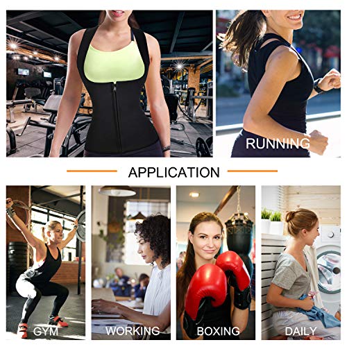 Bingrong Chaleco Neopreno Sauna Mujer Fajas Reductoras Adelgazantes Mujer Compresion para Adelgazante Sudoración para Deporte Fitness (Negro, Small)