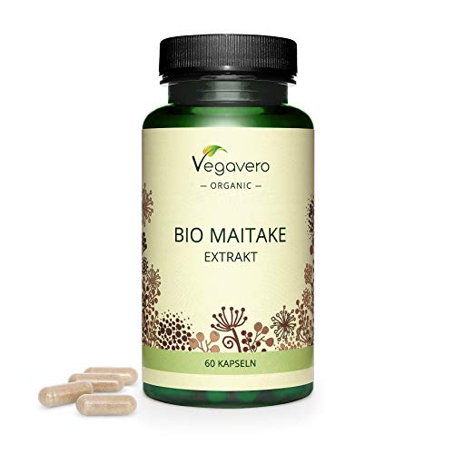 BIO Maitake Vegavero® | La dosis más alta 7500 mg | 50% de Polisacáridos | Sin Aditivos | Testado | Sistema Inmunológico + Estrés & Ansiedad + Adaptógeno | 60 Cápsulas | TCM